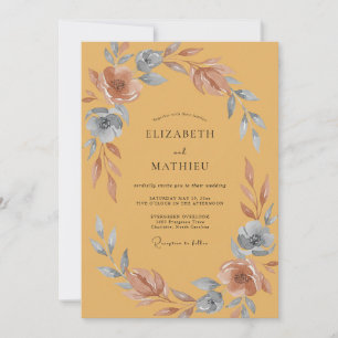 Convite Casamento Aquarela em Aço Mostarda