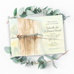 Convite Casamento Aquarela Fazenda Campo Poste de Cerca