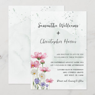 Convite Casamento Aquarela Flor Silvestre Boho Chic