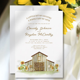 Convite Casamento Aquarela Girassol País Celeiro Rústico