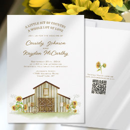 Convite Casamento Aquarela Girassol País Celeiro Rústico I