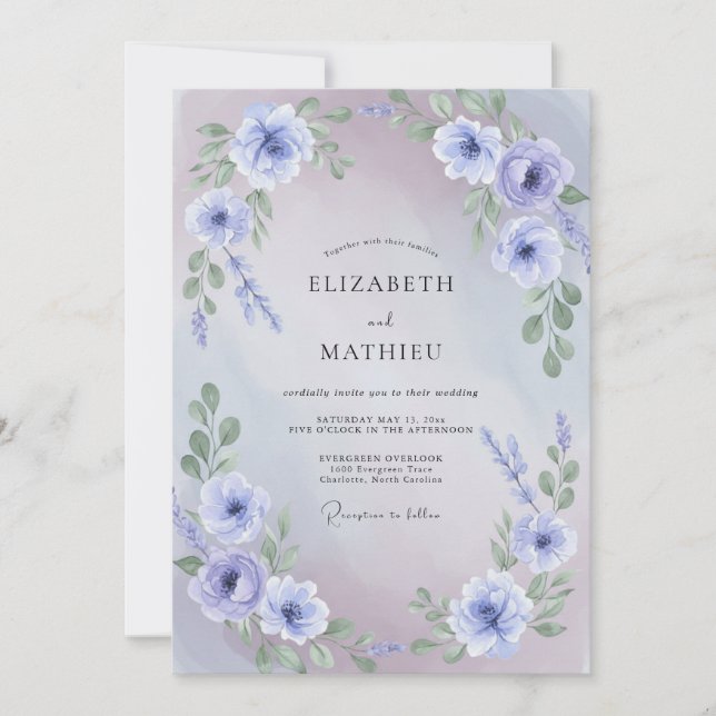 Convite Casamento Aquarela Íris (Frente)