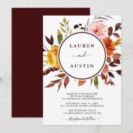 Convite Casamento Aquarela Jardim Outonal Marsala