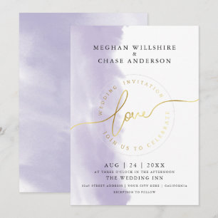 Convite CASAMENTO   Aquarela Lilás Violeta
