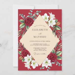 Convite Casamento Aquarela Lírio Carmesim