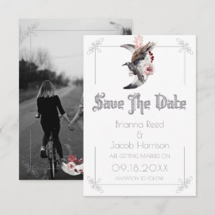 Convite Casamento Aquarela Lua E Corvo Salvar A Data