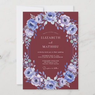 Convite Casamento Aquarela Marrom-Vermelho Periwinkle