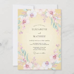 Convite Casamento Aquarela Orquídea Creme de Manteiga