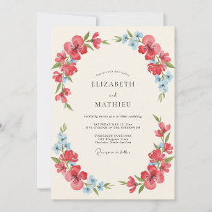 Convite Casamento Aquarela Radiante Vermelho Papoula