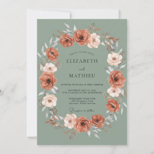 Convite Casamento Aquarela Ranunculus Terracota