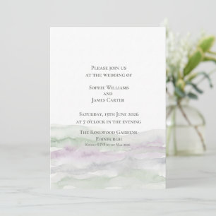 Convite Casamento Aquarela Roxa de Urze Escocesa