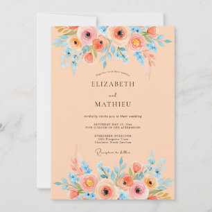 Convite Casamento Aquarela Sereno Damasco