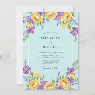 Convite Casamento Aquarela Violeta Aqua