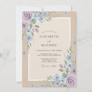 Convite Casamento Aquarela Violeta Centáurea
