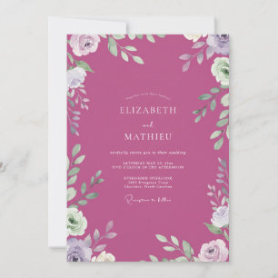 Convite Casamento Arborizado Magenta Artesanal