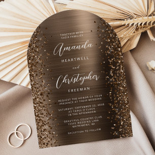 Convite Casamento Arco de Brilho de Metal Polido Glam Bron