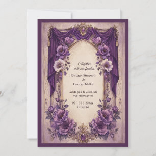 Convite Casamento Arco Drapado Roxo Gótico Medieval