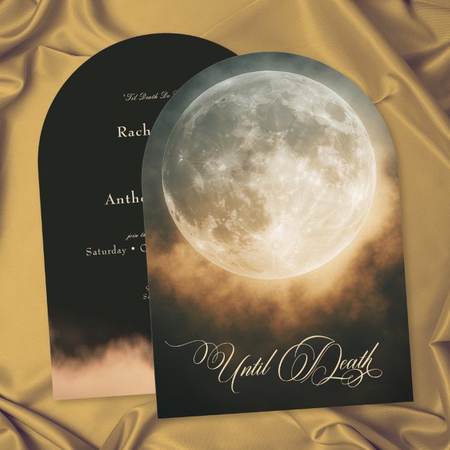 Convite Casamento Arco Lua Cheia Dark Gothic (Gothic Dark Full Moon Arch Wedding Invitation)