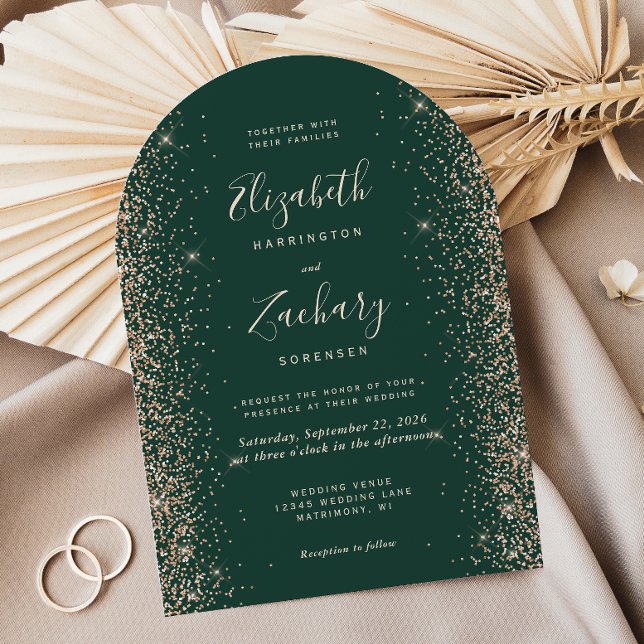Convite Casamento Arco Verde Esmeralda com Brilho de Pêsse (Criador carregado)