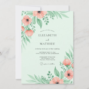 Convite Casamento Arejado de Primavera em Verde Hortelã