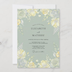 Convite Casamento Arejado de Primavera em Verde Sage