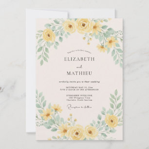 Convite Casamento Arejado de Verão com Amarelo Limão