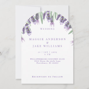 Convite Casamento Arqueado com Aquarela Lavanda