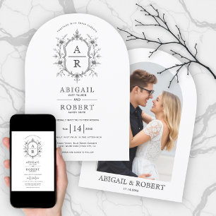 Convite Casamento arquitetado da crista floral branca