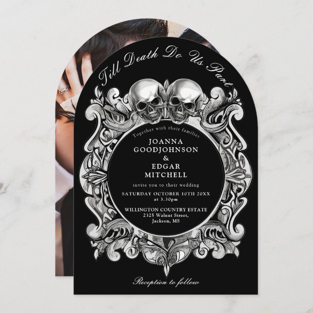 Convite Casamento Arranjado com Capacidades Góticas até à  (Frente/Verso)