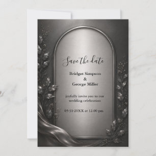Convite Casamento Art Déco com Arco de Metal Cinza Escuro