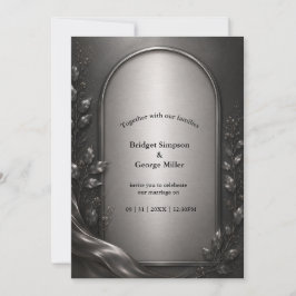Convite Casamento Art Déco com Arco de Metal Cinza Escuro