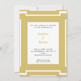 Convite Casamento Art Déco em Dourado e Branco Ousado