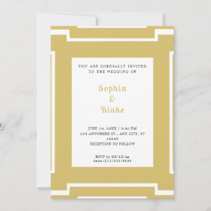 Convite Casamento Art Déco em Dourado e Branco Ousado