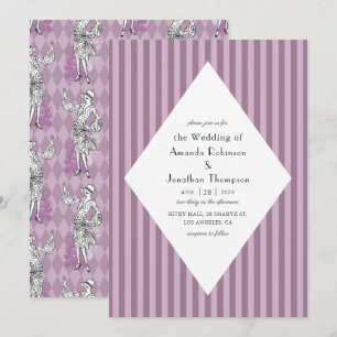 Convite Casamento Art Déco Paris Rosa e Roxo