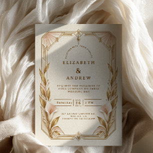 Convite Casamento Art Déco Pérola Lírio-de-callas
