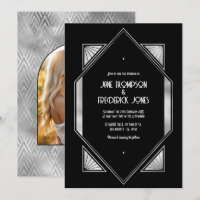Casamento Art Déco Preto e Prata Moderno Gatsby