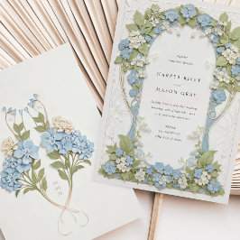 Convite Casamento Art Nouveau com Elegante Hortênsia