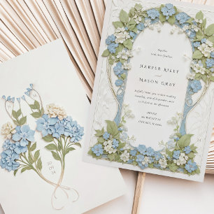Convite Casamento Art Nouveau com Elegante Hortênsia