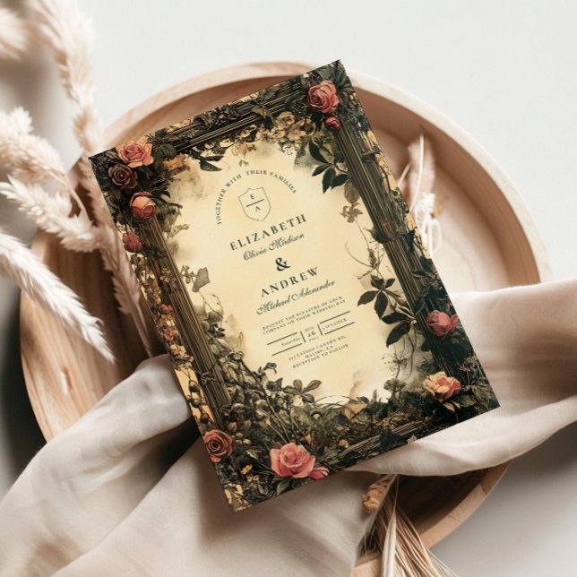 Convite Casamento Art Nouveau de Romance Sombria (Criador carregado)