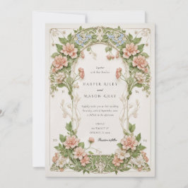 Convite Casamento Art Nouveau Elegante de Hortênsias