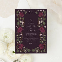 Casamento Art Nouveau Floral Borgonha