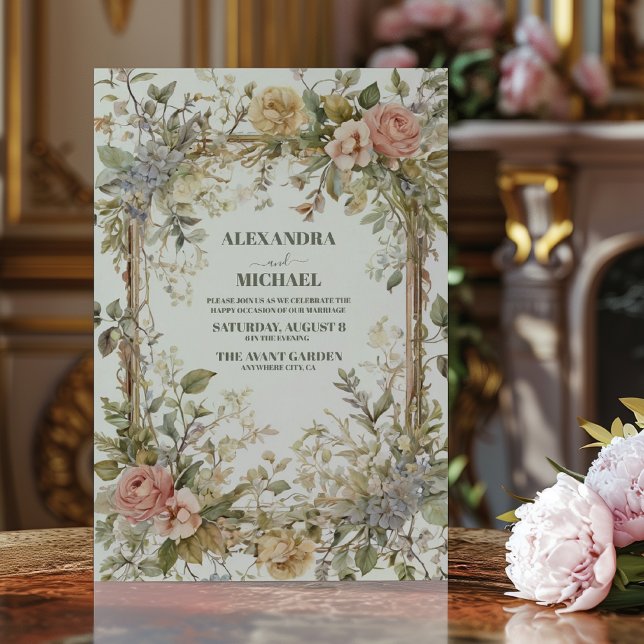 Convite Casamento Art Nouveau Floral Rústico (Criador carregado)
