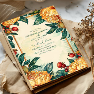Convite Casamento Art Nouveau Floral Vintage