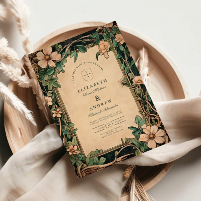 Convite Casamento Art Nouveau Ivory Bloom (Criador carregado)