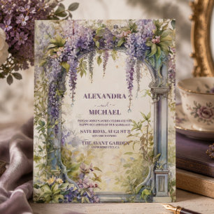 Convite Casamento Art Nouveau Roxo Vintage
