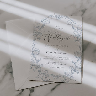Convite Casamento Arte Linha Rococó Vitoriano Vintage