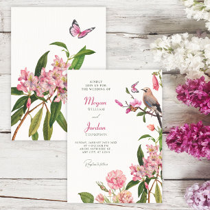 Convite casamento arte pássaro floral