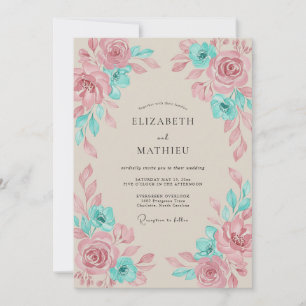 Convite Casamento Artístico Boho Turquesa