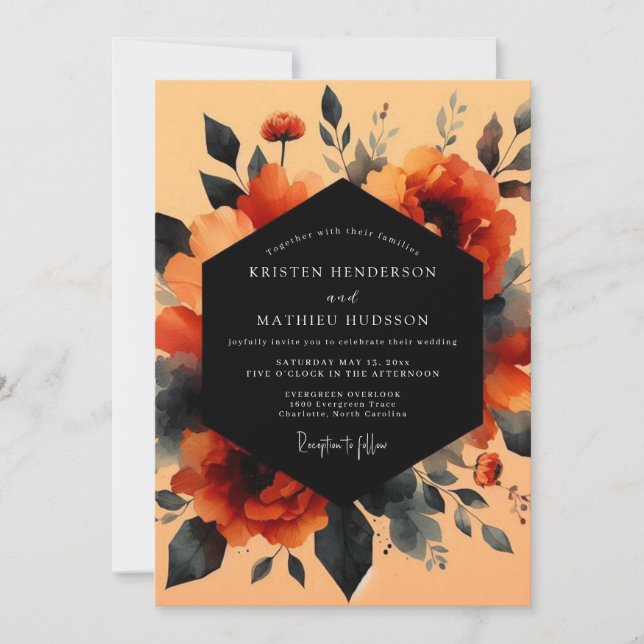 Convite Casamento Artístico com Tons de Ferrugem (Frente)