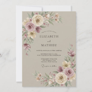 Convite Casamento Artístico de Aquarela Bege